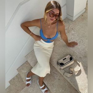 Princess Polly tanna midi skirt cream